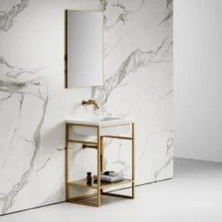 Signature Vanity Unit With Stone Basin (Brushed Gold Frame 600mm) 6 Signature Vanity Unit With Stone Basin (Brushed Gold Frame 600mm) -Home Bathroom Shop signature vanity unit with stone basin brushed gold frame 600mm p2552 14630 image