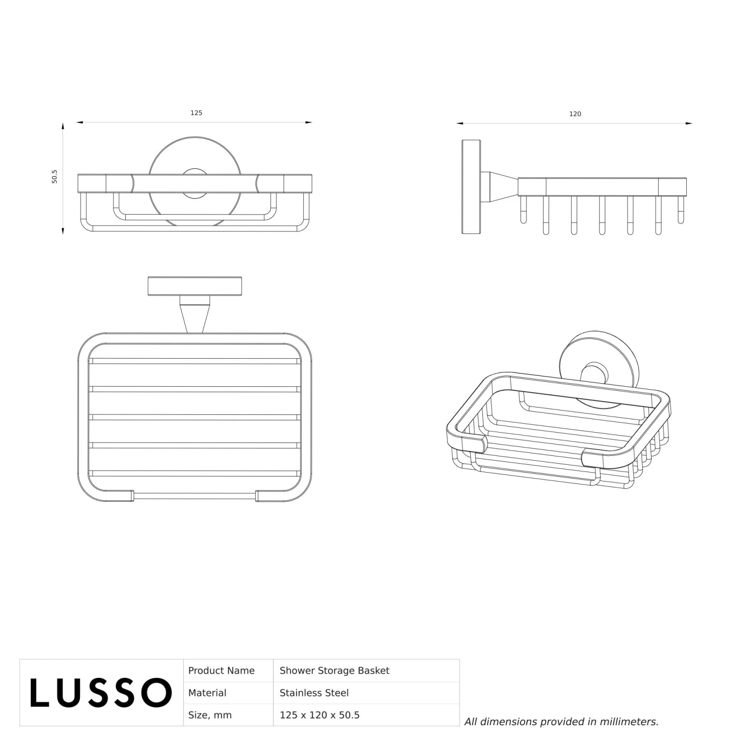 Small Shower Basket Matte Black 5 Small Shower Basket Matte Black - Image 5