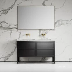Stratford Bathroom Vanity Unit Black With Carrara Marble 1400mm
