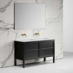 Stratford Bathroom Vanity Unit Black With Carrara Marble 1400mm 11 Stratford Bathroom Vanity Unit Black With Carrara Marble 1400mm -Home Bathroom Shop stratford bathroom vanity unit black with carrara marble 1400mm p2222 12871 zoom