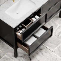 Stratford Bathroom Vanity Unit Black With Carrara Marble 1400mm 12 Stratford Bathroom Vanity Unit Black With Carrara Marble 1400mm -Home Bathroom Shop stratford bathroom vanity unit black with carrara marble 1400mm p2222 18047 zoom