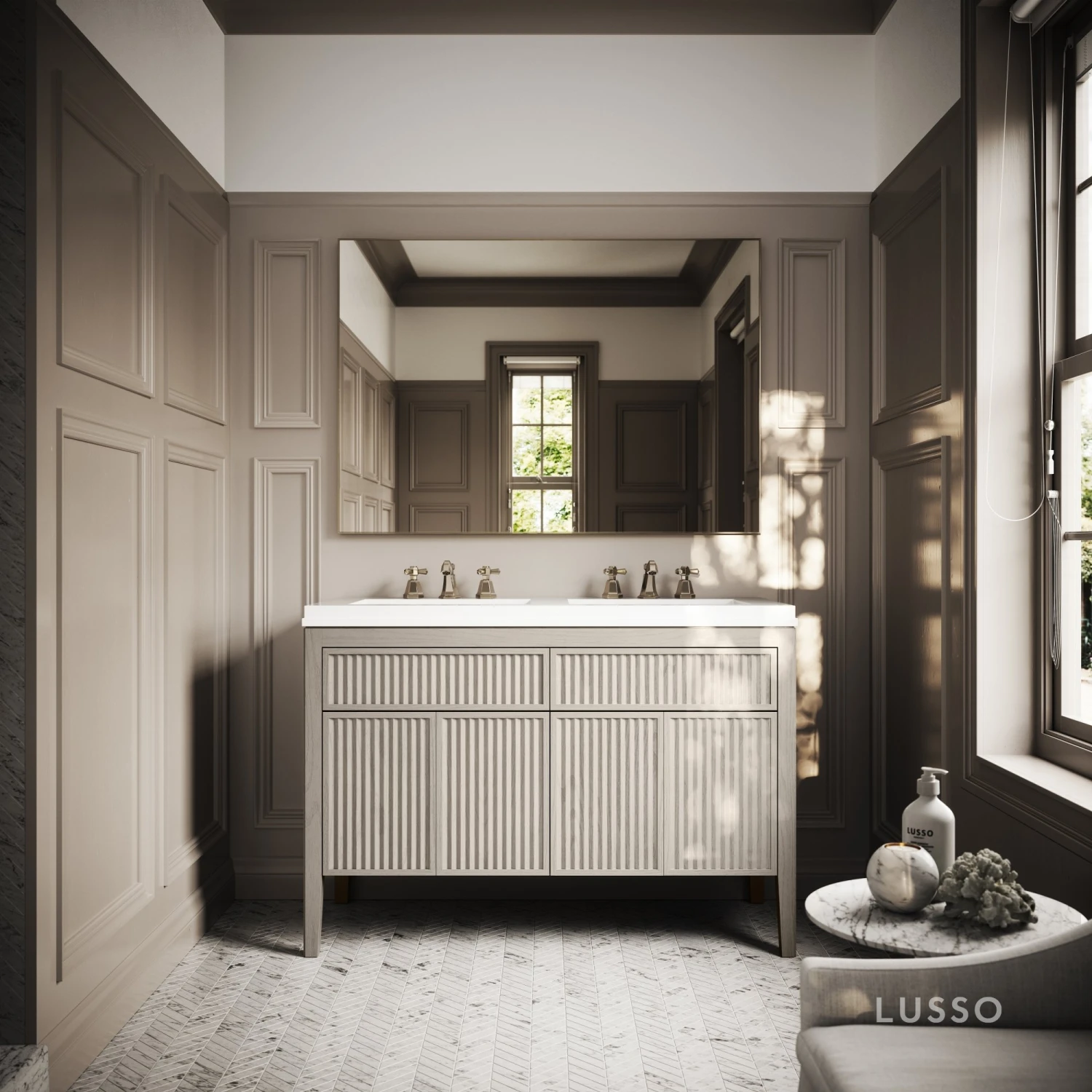 Tiffany Velvet Beige Wood Grain Double Vanity Unit 1200mm 1 Tiffany Velvet Beige Wood Grain Double Vanity Unit 1200mm