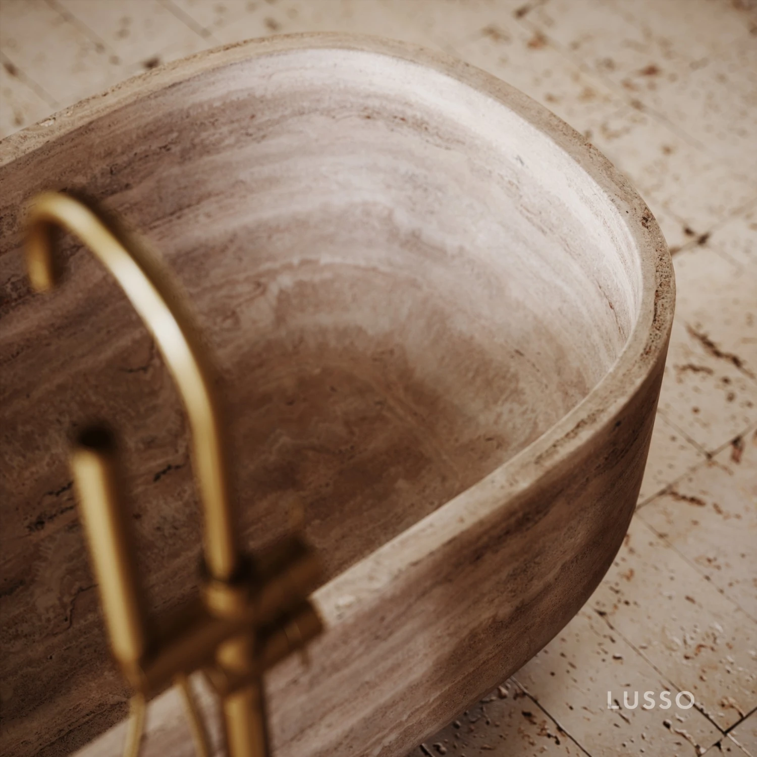 Travertine Designo Freestanding Bath 1700mm 4 Travertine Designo Freestanding Bath 1700mm - Image 4