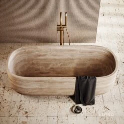 Travertine Designo Freestanding Bath 1700mm 7 Travertine Designo Freestanding Bath 1700mm -Home Bathroom Shop travertine designo freestanding bath 1700mm p7401 46139 zoom