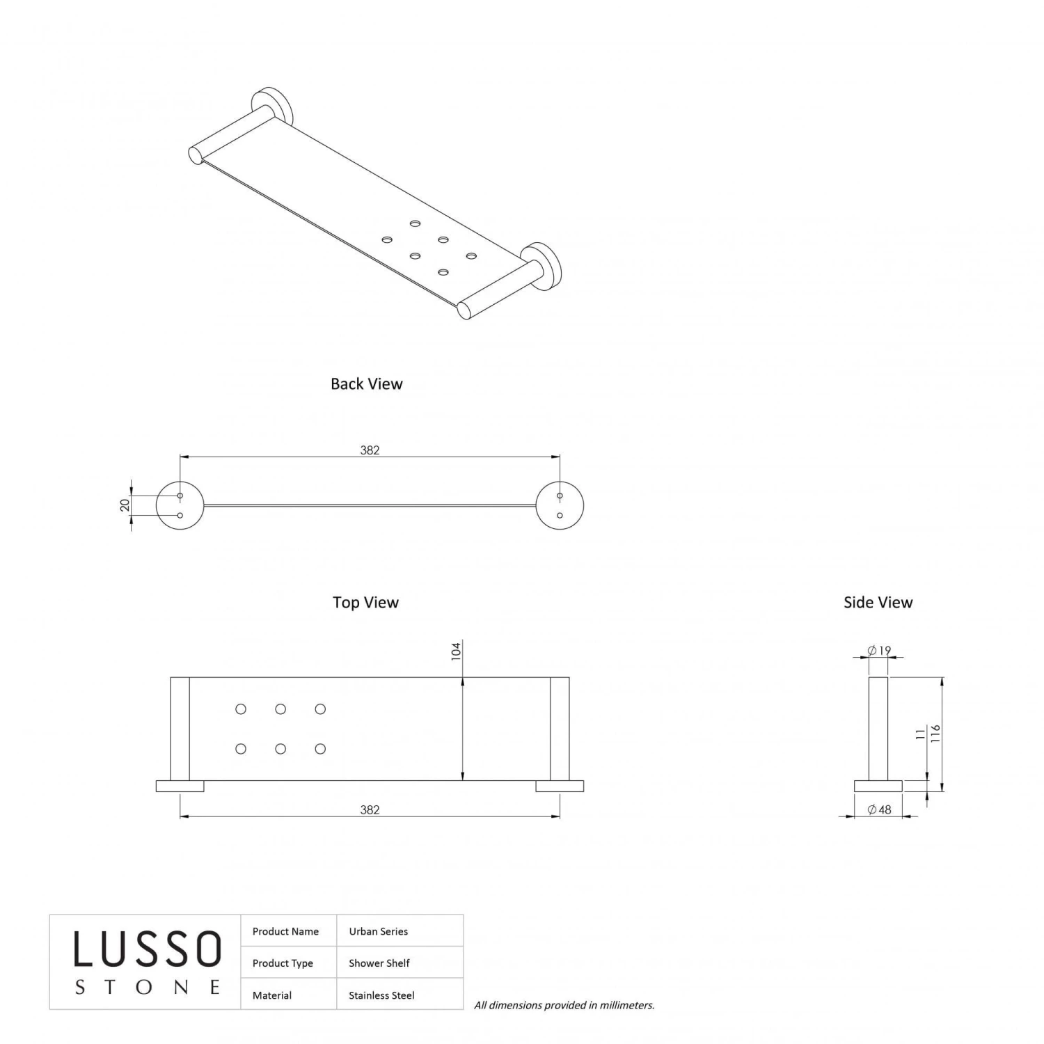 Urban Brushed Gold Bathroom Storage Shower Shelf 2 Urban Brushed Gold Bathroom Storage Shower Shelf - Image 2