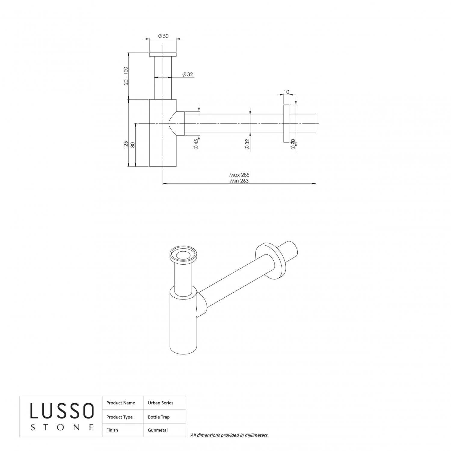 Urban Brushed Gold Bottle Trap 4 Urban Brushed Gold Bottle Trap - Image 4