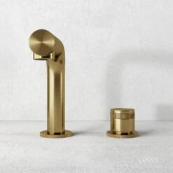 Urban Brushed Gold Deck Mounted Bath Mixer Tap 6 Urban Brushed Gold Deck Mounted Bath Mixer Tap -Home Bathroom Shop urban brushed gold deck mounted bath mixer tap p6145 37293 zoom