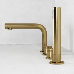 Urban Brushed Gold Deck Mounted Bath Shower Mixer Tap