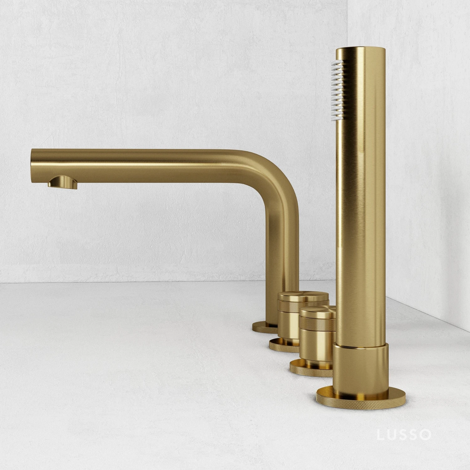 Urban Brushed Gold Deck Mounted Bath Shower Mixer Tap 1 Urban Brushed Gold Deck Mounted Bath Shower Mixer Tap