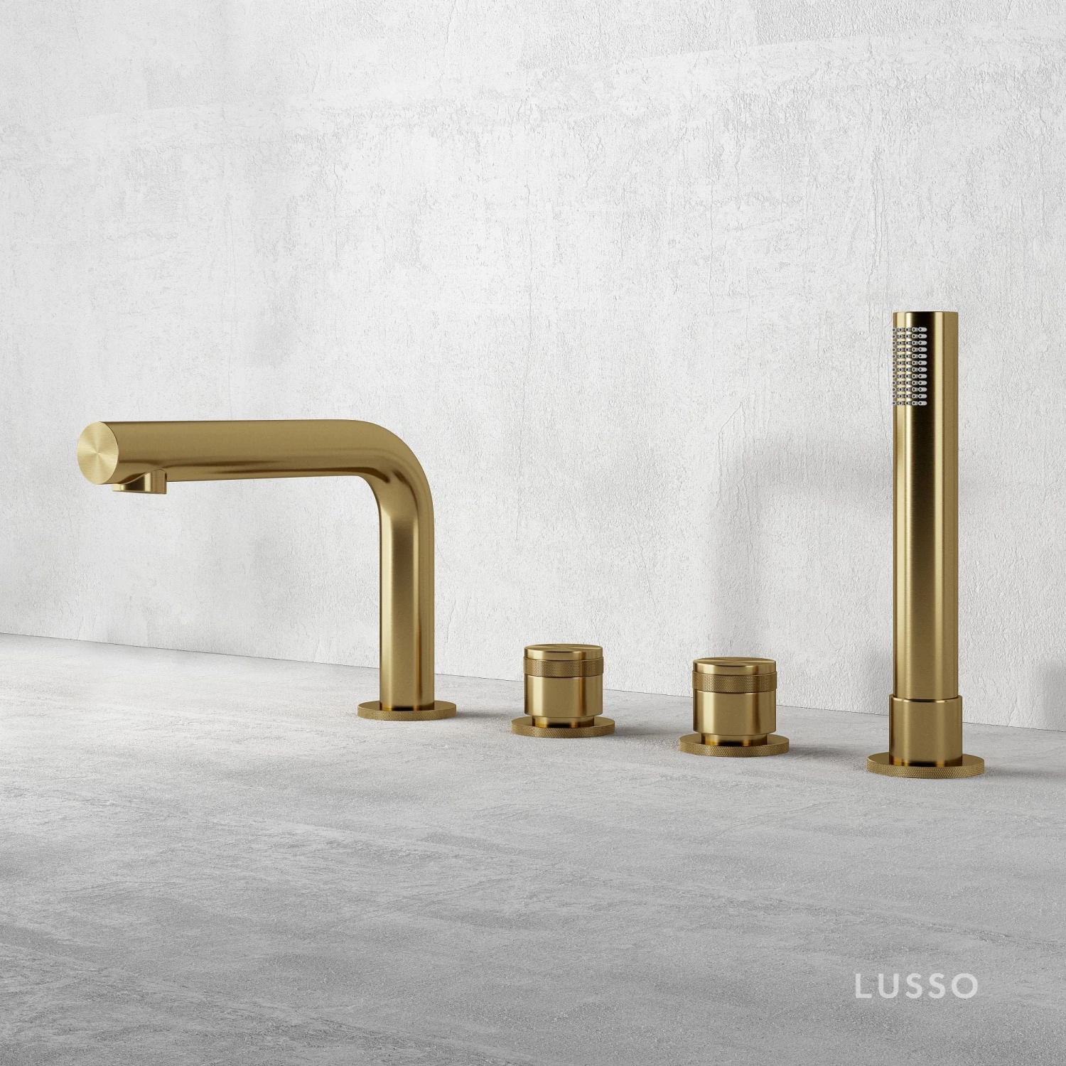 Urban Brushed Gold Deck Mounted Bath Shower Mixer Tap 3 Urban Brushed Gold Deck Mounted Bath Shower Mixer Tap - Image 3