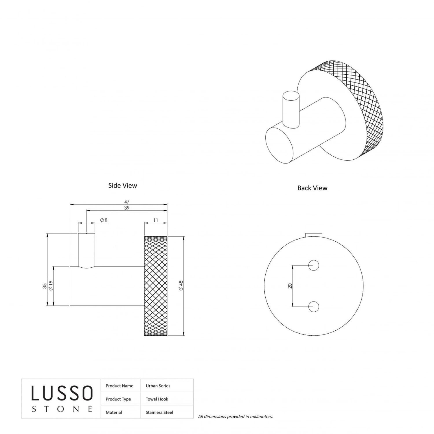 Urban Brushed Gold Robe Towel Hook 2 Urban Brushed Gold Robe Towel Hook - Image 2