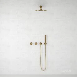 Urban Brushed Gold Thermostatic Shower With Handheld Shower