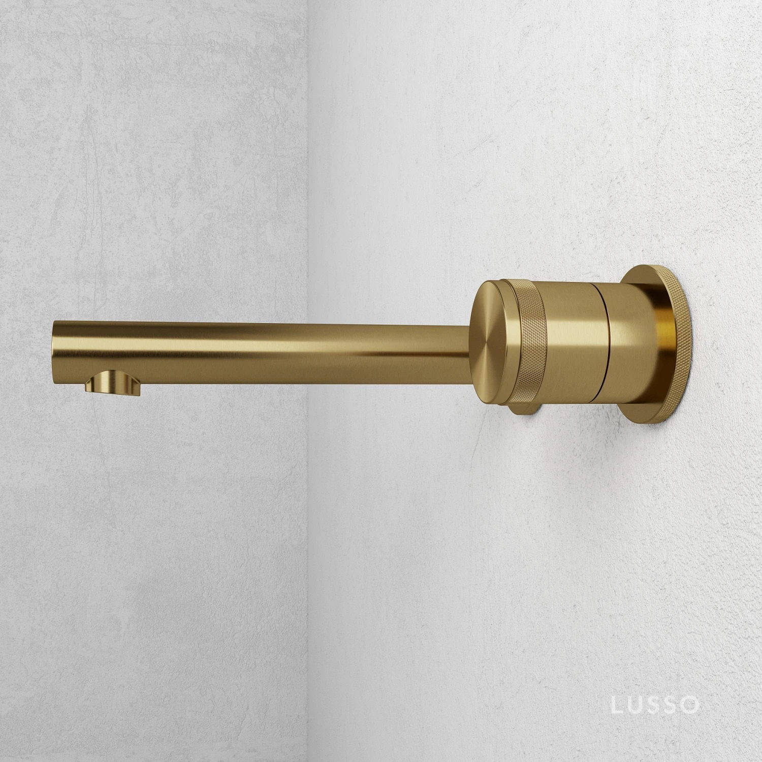 Urban Brushed Gold Wall Mounted Basin Mixer Tap 2 Urban Brushed Gold Wall Mounted Basin Mixer Tap - Image 2