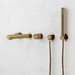 Urban Brushed Gold Wall Mounted Bath Mixer Shower Tap
