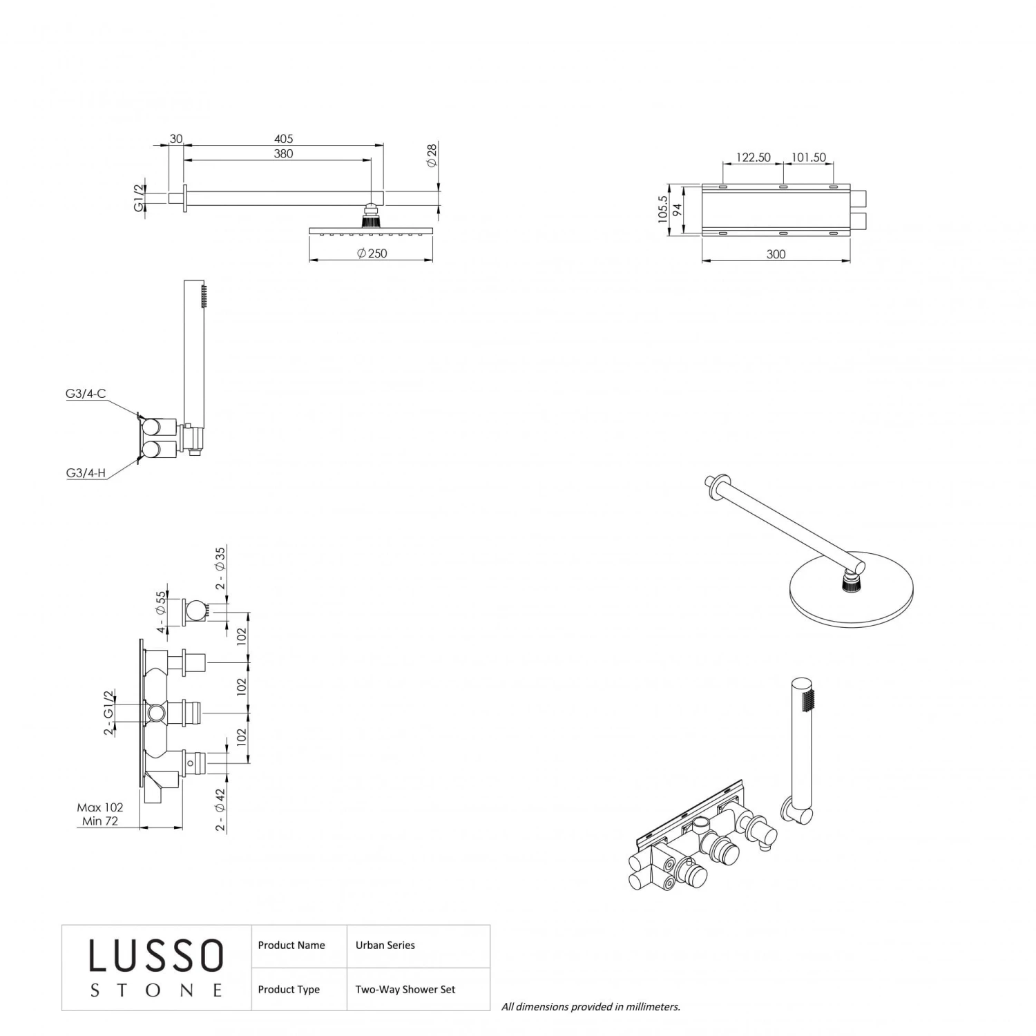 Urban Gunmetal Thermostatic Shower With Handheld Shower 4 Urban Gunmetal Thermostatic Shower With Handheld Shower - Image 4