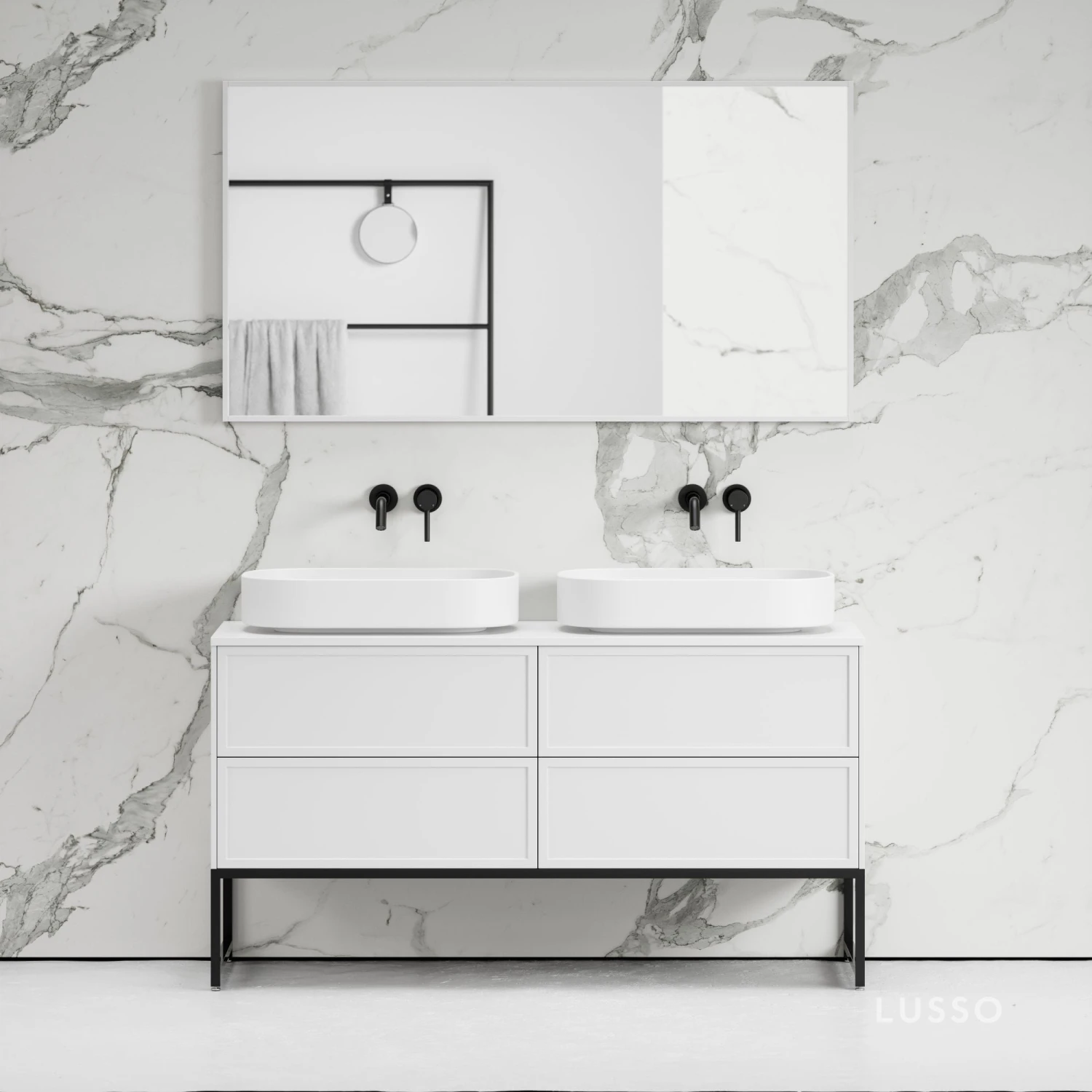 Vanita Freestanding Bathroom Vanity Matte White 1400mm 2 Vanita Freestanding Bathroom Vanity Matte White 1400mm - Image 2
