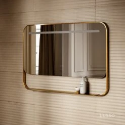 Vario Brushed Gold Mirror With Natural White LED Light And Demister 1200mm -Home Bathroom Shop vario brushed gold mirror with natural white led light and demister 1200mm p6475 40663 zoom