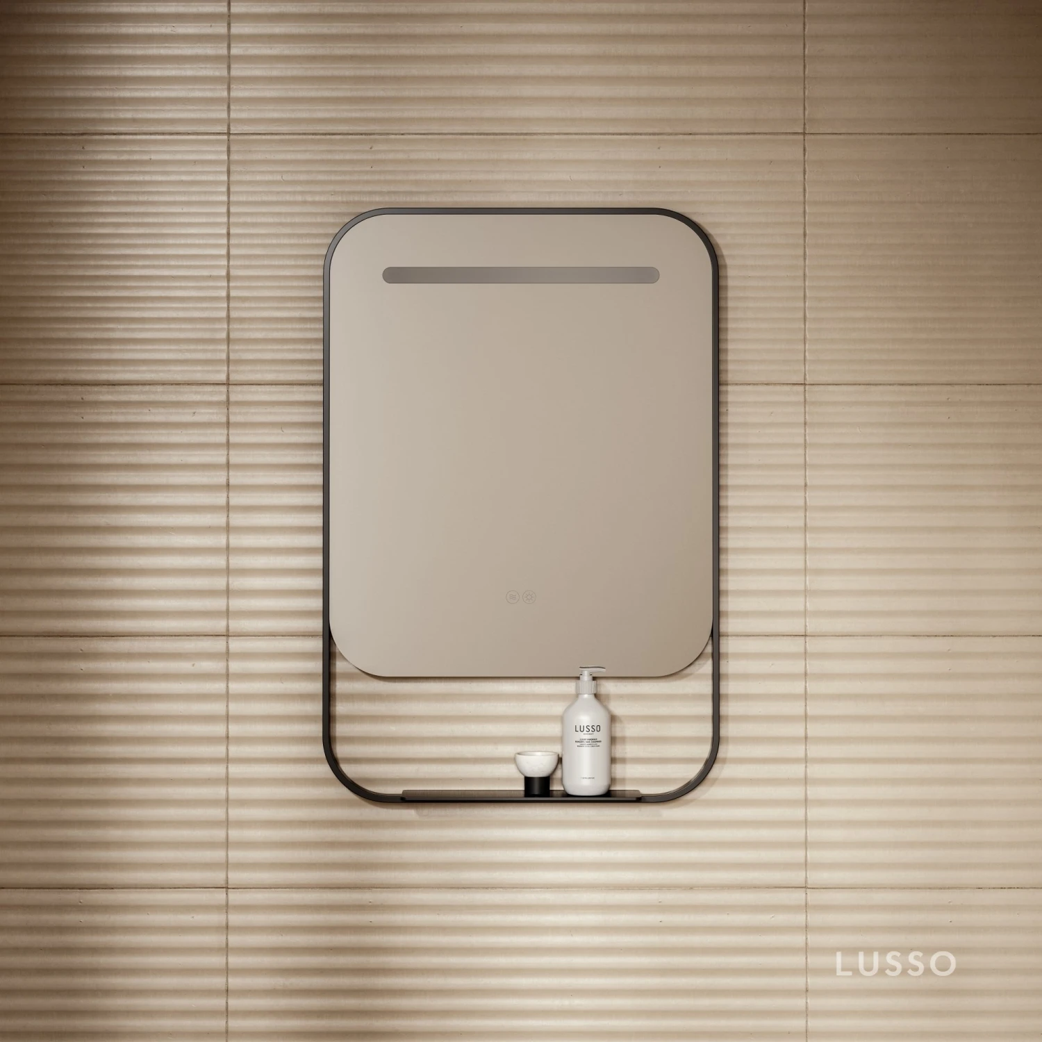 Vario Matte Black Mirror With Natural White LED Light And Demister 600mm 2 Vario Matte Black Mirror With Natural White LED Light And Demister 600mm - Image 2