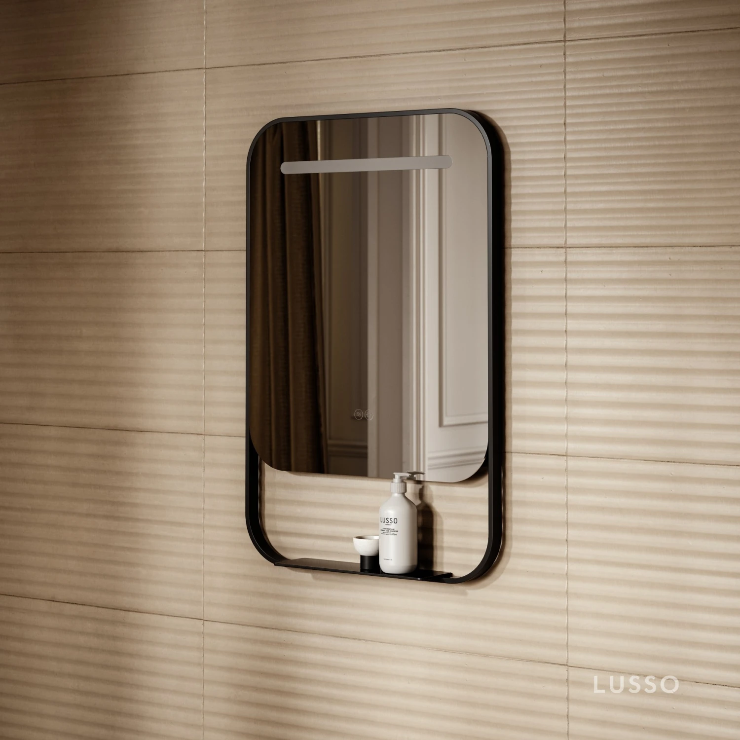 Vario Matte Black Mirror With Natural White LED Light And Demister 600mm 4 Vario Matte Black Mirror With Natural White LED Light And Demister 600mm - Image 4