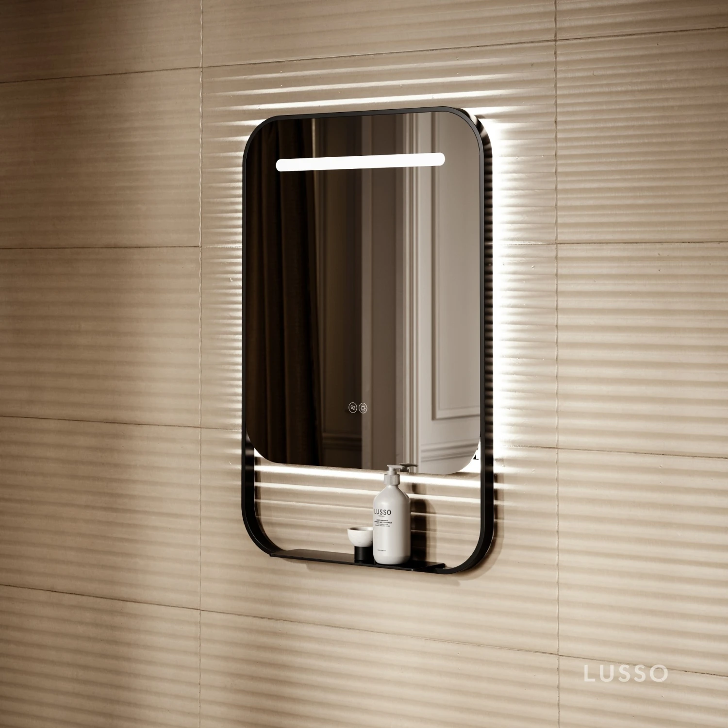 Vario Matte Black Mirror With Natural White LED Light And Demister 600mm 1 Vario Matte Black Mirror With Natural White LED Light And Demister 600mm