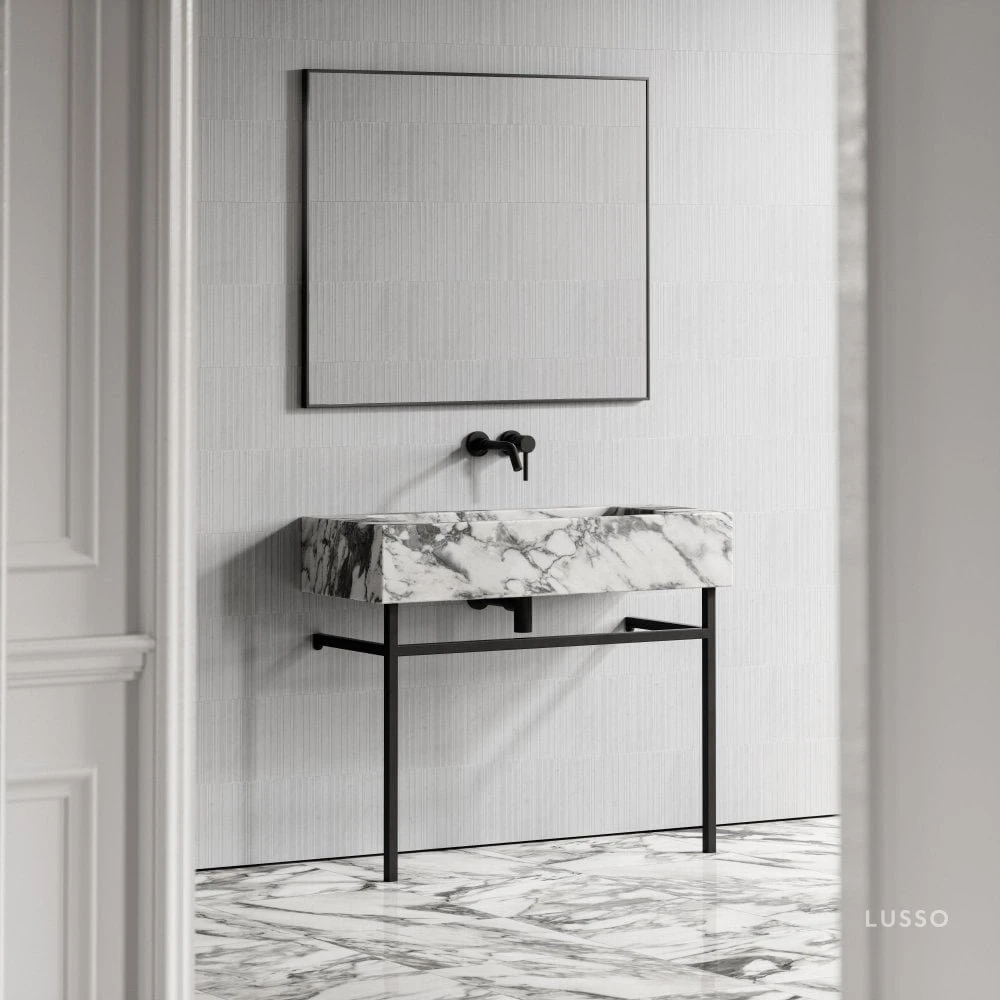 Vernante Vanity Unit With Arabescato Marble Basin 1000mm 3 Vernante Vanity Unit With Arabescato Marble Basin 1000mm - Image 3