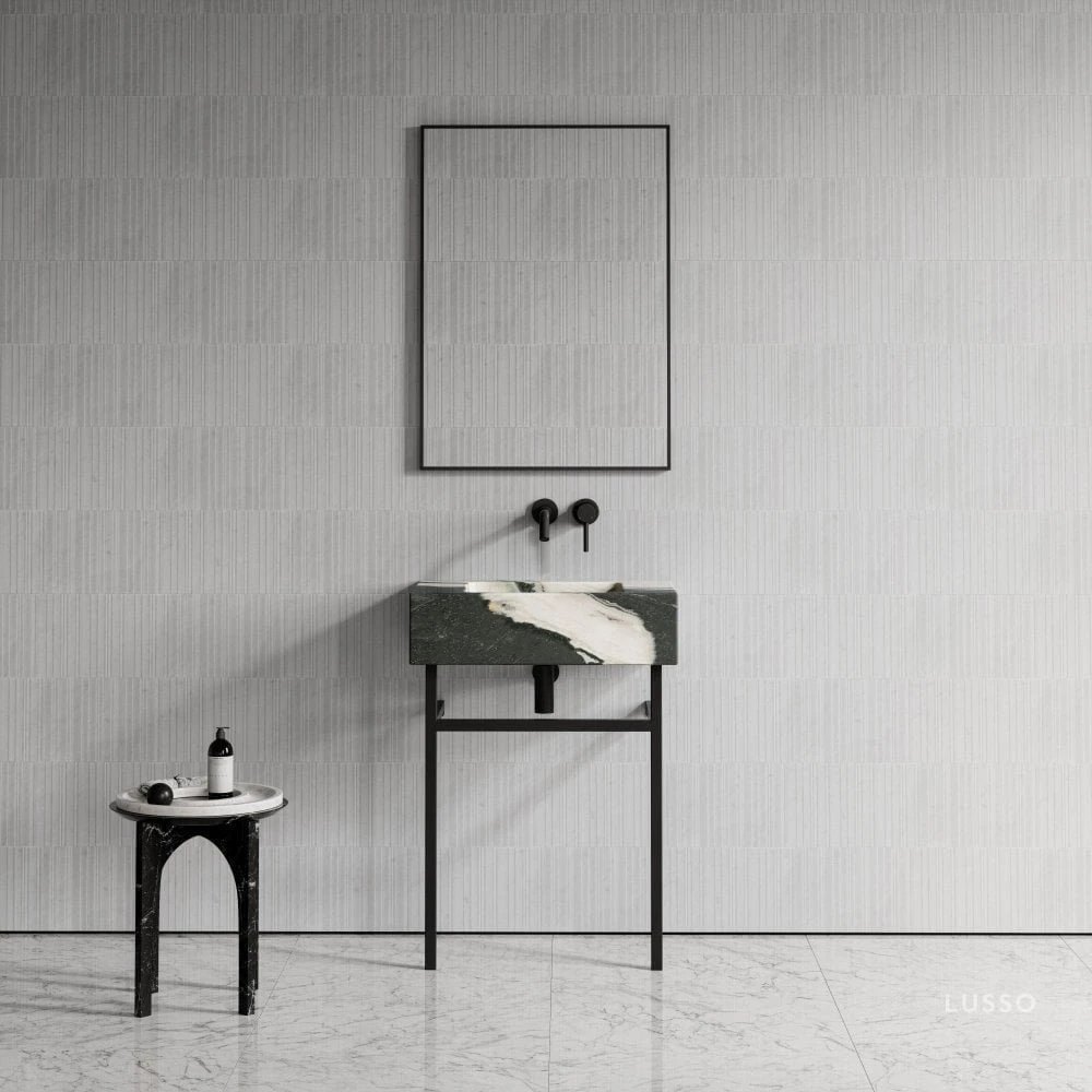 Vernante Vanity Unit With Panda Marble Basin 600mm 1 Vernante Vanity Unit With Panda Marble Basin 600mm