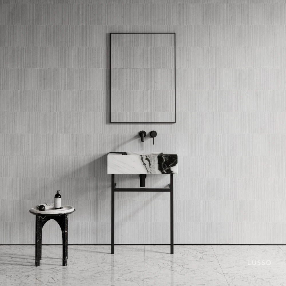 Vernante Vanity Unit With Panda Marble Basin 600mm 4 Vernante Vanity Unit With Panda Marble Basin 600mm - Image 4