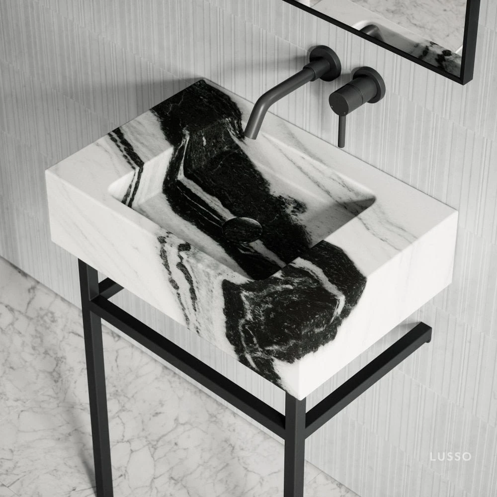 Vernante Vanity Unit With Panda Marble Basin 600mm 5 Vernante Vanity Unit With Panda Marble Basin 600mm - Image 5