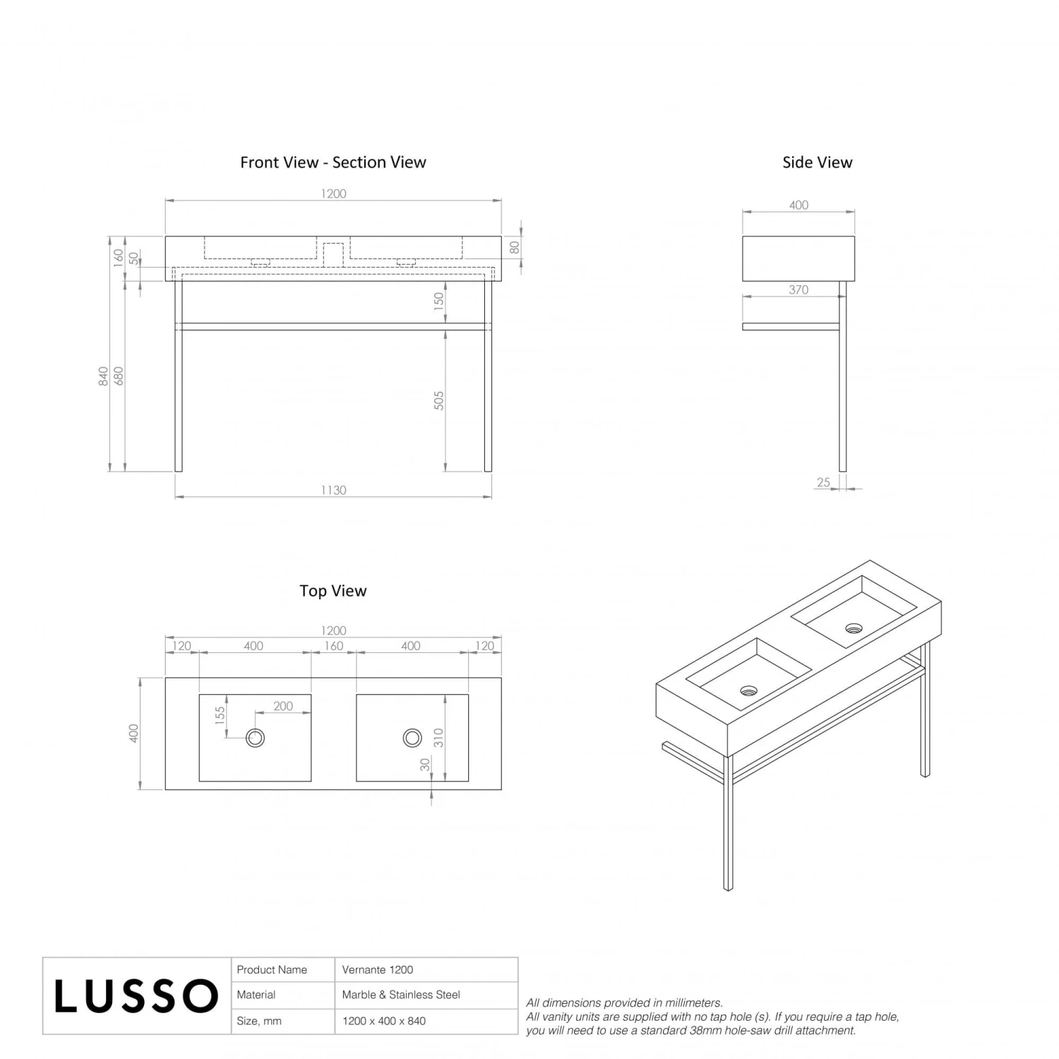 Vernante Vanity Unit With Pietra Grey Marble Basin 1200mm 4 Vernante Vanity Unit With Pietra Grey Marble Basin 1200mm - Image 4