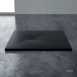 Vigo Stone Resin Shower Tray & Waste Matte Black (ALL SIZES) -Home Bathroom Shop vigo stone resin shower tray waste matte black all sizes p2049 11883 image