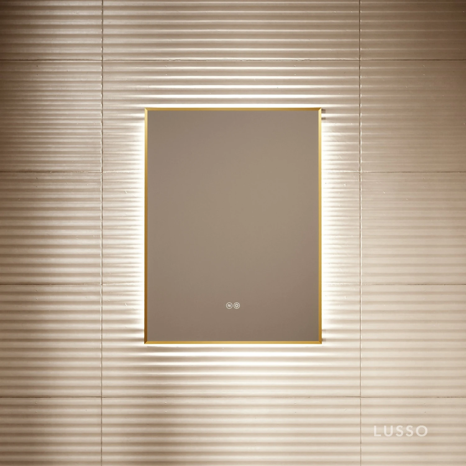 Vision Brushed Gold Mirror With Natural White LED Light And Demister 600mm 3 Vision Brushed Gold Mirror With Natural White LED Light And Demister 600mm - Image 3