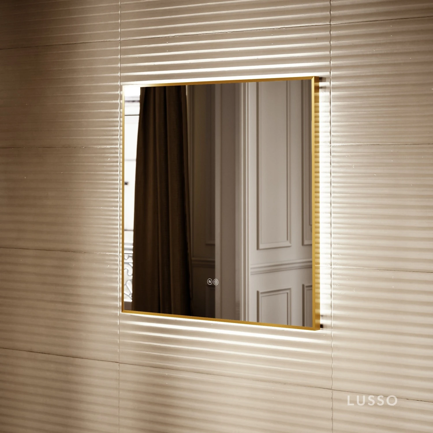Vision Brushed Gold Mirror With Natural White LED Light And Demister 800mm 1 Vision Brushed Gold Mirror With Natural White LED Light And Demister 800mm