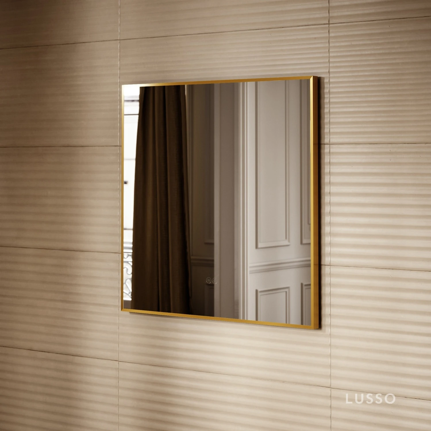 Vision Brushed Gold Mirror With Natural White LED Light And Demister 800mm 3 Vision Brushed Gold Mirror With Natural White LED Light And Demister 800mm - Image 3