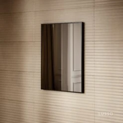 Vision Matte Black Mirror With Natural White LED Light And Demister 600mm -Home Bathroom Shop vision matte black mirror with natural white led light and demister 600mm p6486 40651 zoom