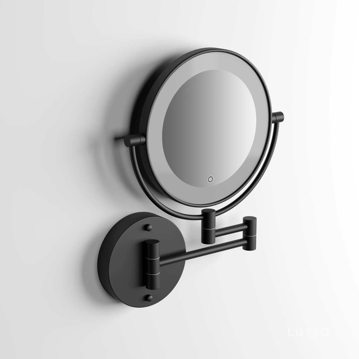 Vogue Backlit Wall Mount Cosmetic Mirror Brushed Matte Black 1 Vogue Backlit Wall Mount Cosmetic Mirror Brushed Matte Black