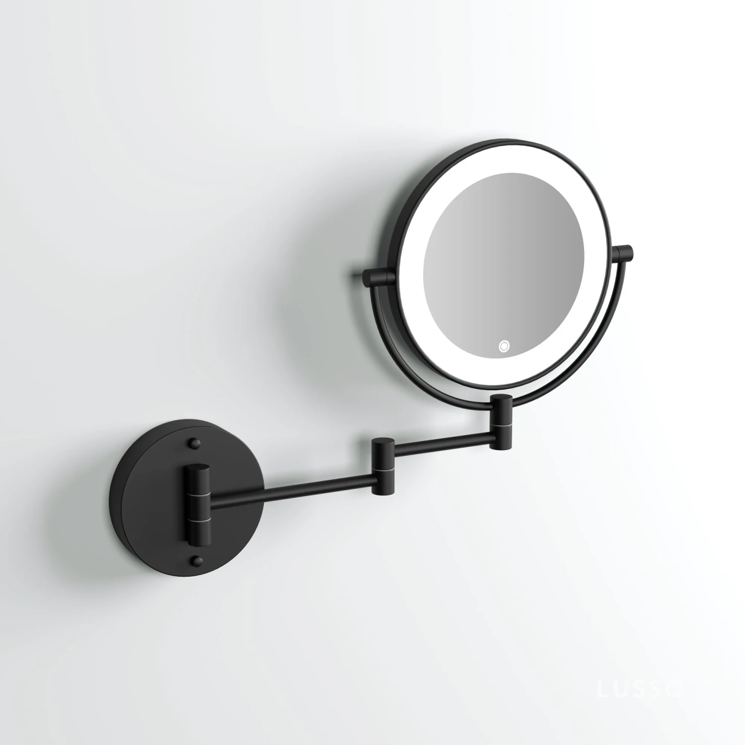 Vogue Backlit Wall Mount Cosmetic Mirror Brushed Matte Black 2 Vogue Backlit Wall Mount Cosmetic Mirror Brushed Matte Black - Image 2