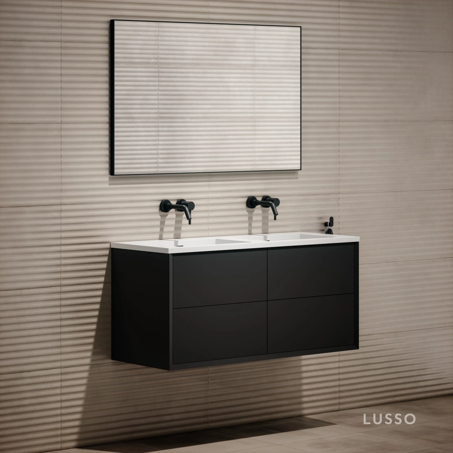 Volini Double Bathroom Vanity Unit Matte Black 1200mm 3 Volini Double Bathroom Vanity Unit Matte Black 1200mm - Image 3