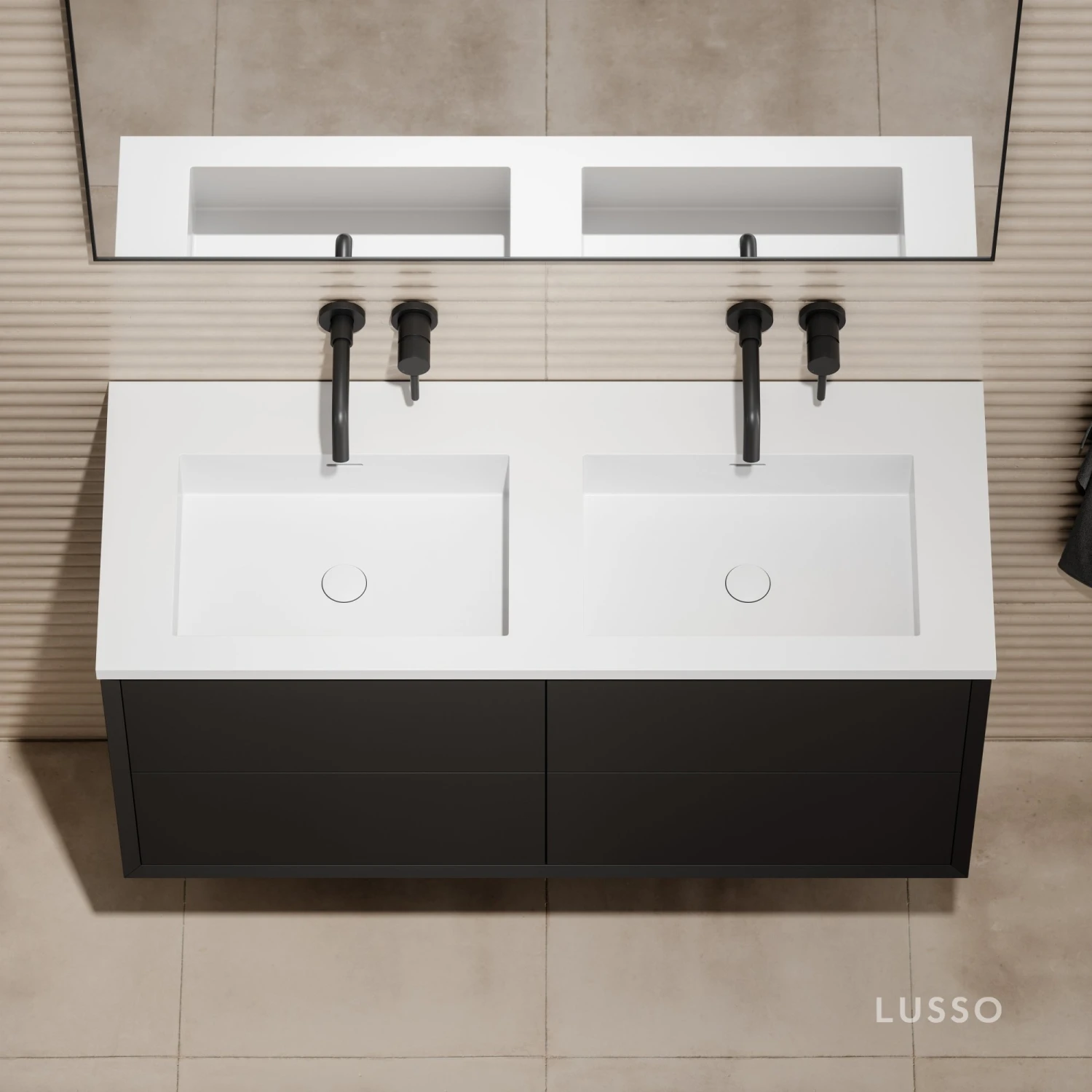 Volini Double Bathroom Vanity Unit Matte Black 1200mm 4 Volini Double Bathroom Vanity Unit Matte Black 1200mm - Image 4