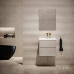 Volini Vanity Unit With Stone Basin (Matte Cappuccino 600mm)