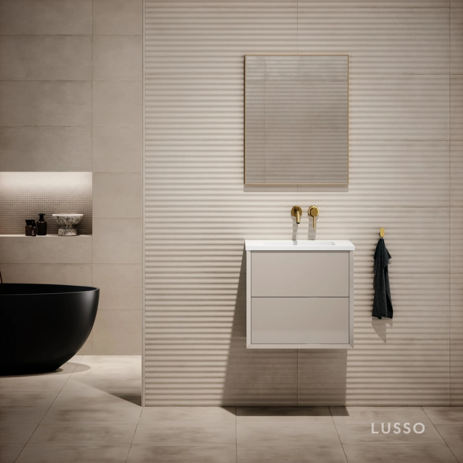 Volini Vanity Unit With Stone Basin (Matte Cappuccino 600mm) 1 Volini Vanity Unit With Stone Basin (Matte Cappuccino 600mm)