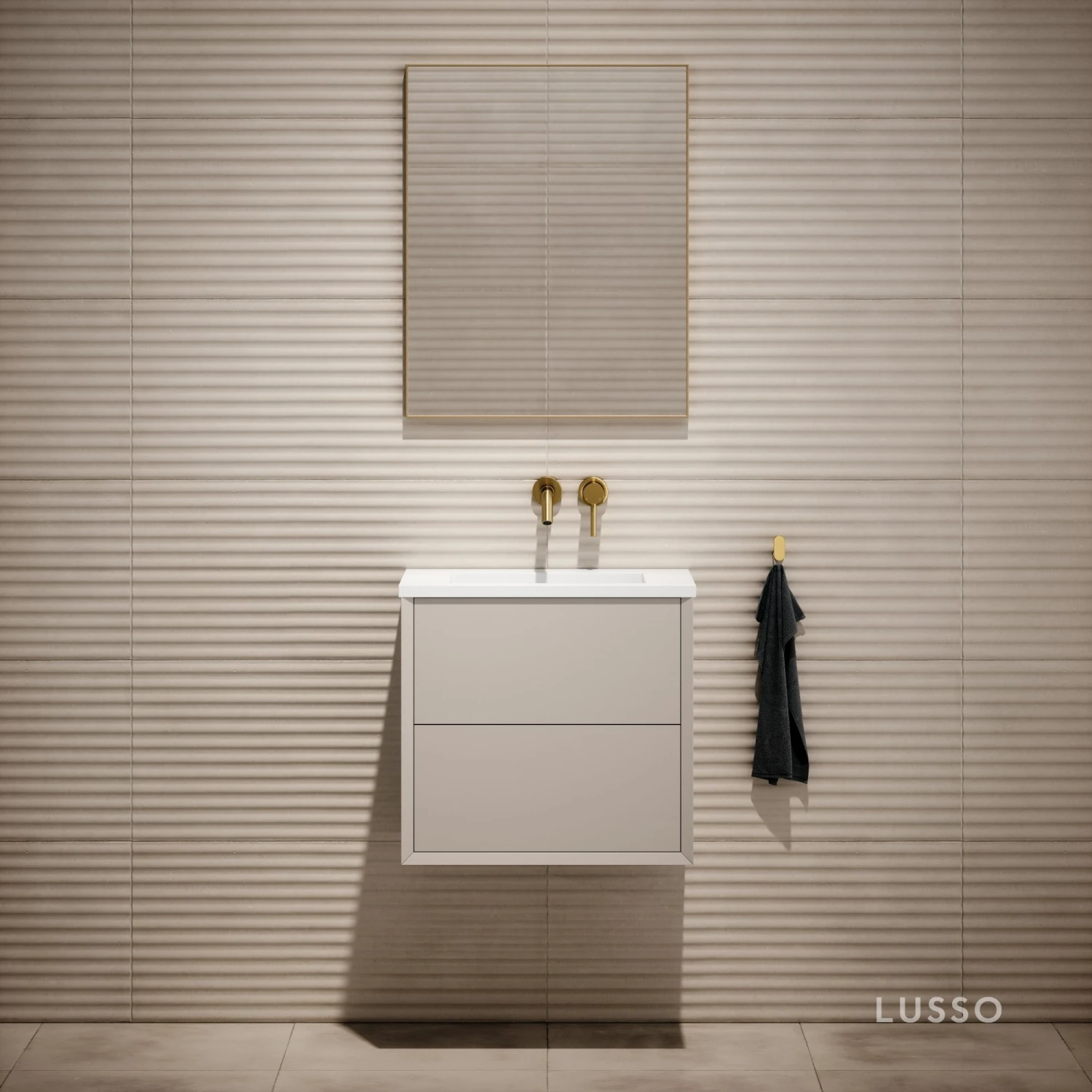 Volini Vanity Unit With Stone Basin (Matte Cappuccino 600mm) 2 Volini Vanity Unit With Stone Basin (Matte Cappuccino 600mm) - Image 2