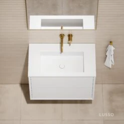 Volini Vanity Unit With Stone Basin (Matte White 800mm) -Home Bathroom Shop volini vanity unit with stone basin matte white 800mm p1882 40010 zoom