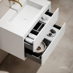 Volini Vanity Unit With Stone Basin (Matte White 800mm) -Home Bathroom Shop volini vanity unit with stone basin matte white 800mm p1882 40011 zoom