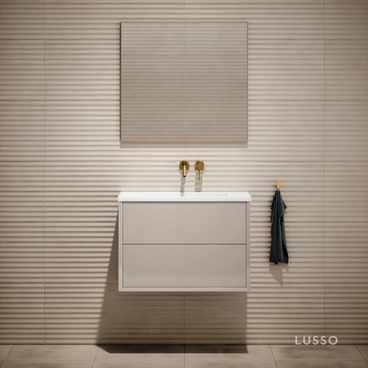 Volini Vanity Unit With Stone Basin (Polished Cappuccino 800mm) 2 Volini Vanity Unit With Stone Basin (Polished Cappuccino 800mm) - Image 2