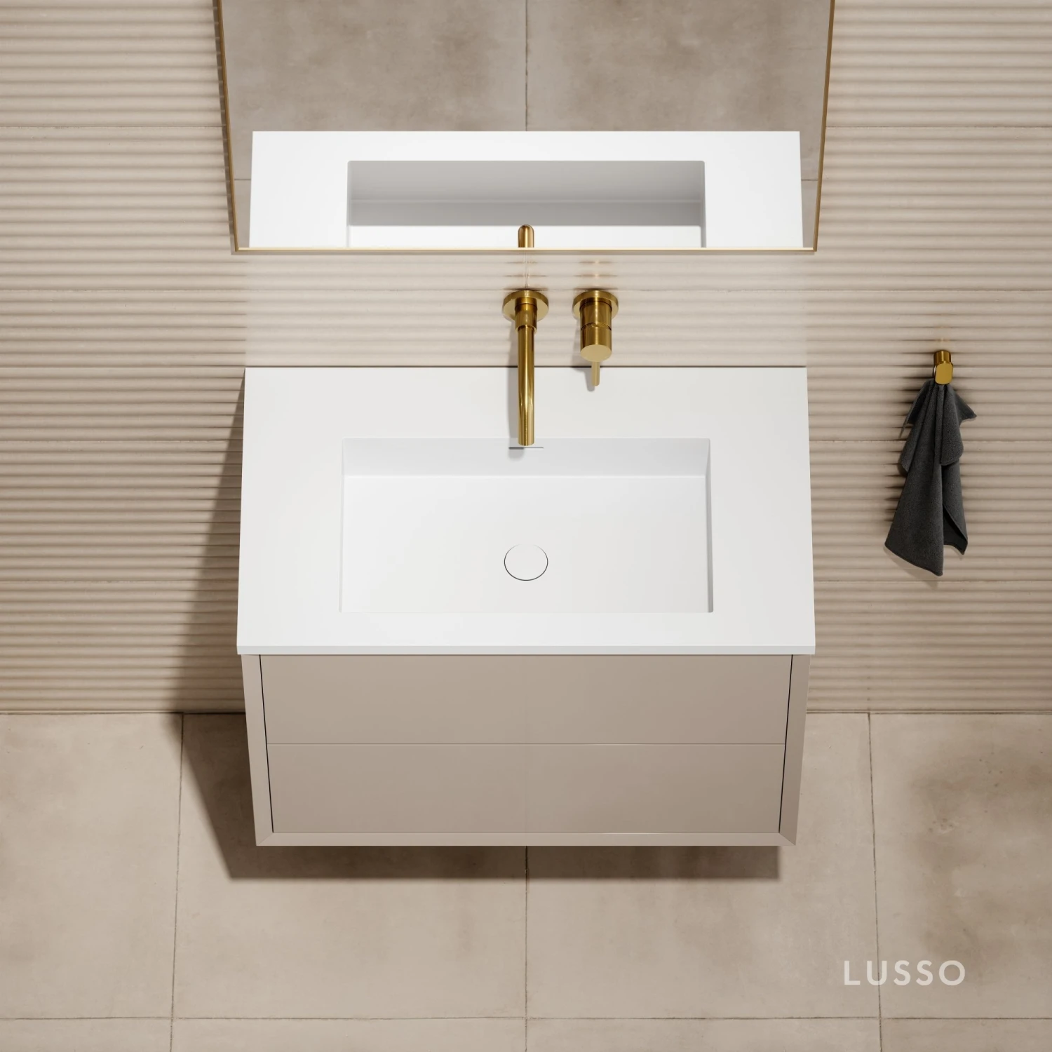 Volini Vanity Unit With Stone Basin (Polished Cappuccino 800mm) 4 Volini Vanity Unit With Stone Basin (Polished Cappuccino 800mm) - Image 4