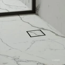 Wet Room Walk In Shower Tray Kit - Offset Drain + Tanking Kit + Matte Black Waste Kit (ALL SIZES) -Home Bathroom Shop wet room walk in shower tray kit offset drain tanking kit matte black waste kit all sizes p5164 31493 zoom