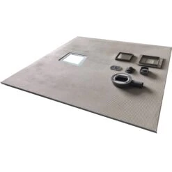 Wet Room Walk In Shower Tray Kit - Offset Drain + Tanking Kit + Matte Black Waste Kit (ALL SIZES) -Home Bathroom Shop wet room walk in shower tray kit offset drain tanking kit matte black waste kit all sizes p5164 32522 zoom